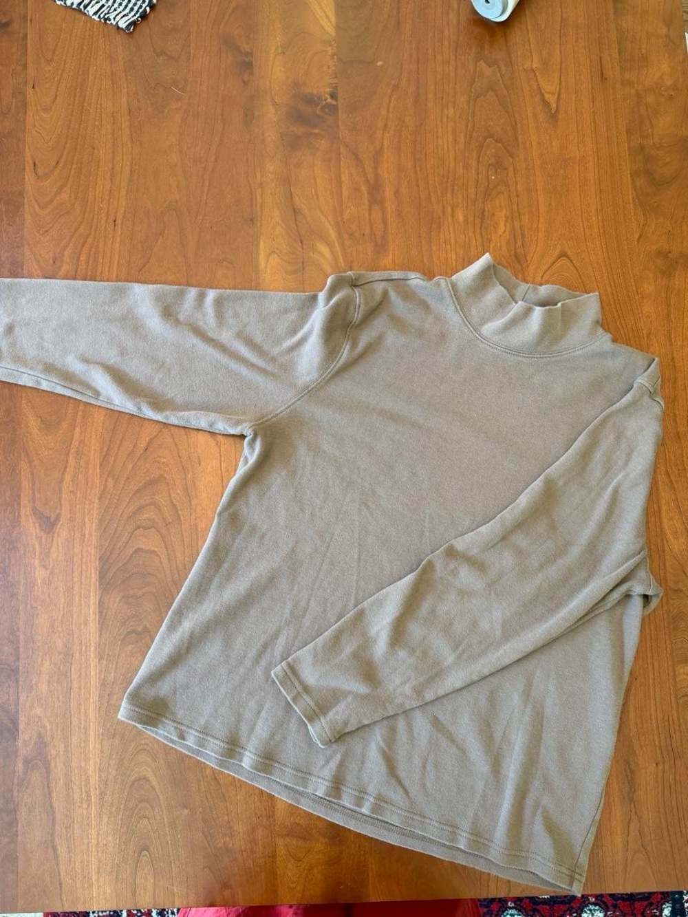 Karen Scott Long Sleeve Mock Neck Top in Taupe/Beige